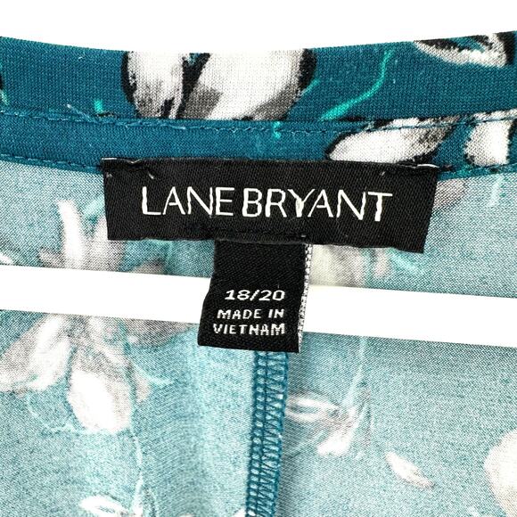 Lane Bryant Size 18 / 20 Long Sleeve‎ V Neck Top Blouse Blue White Floral Print - Picture 4 of 5